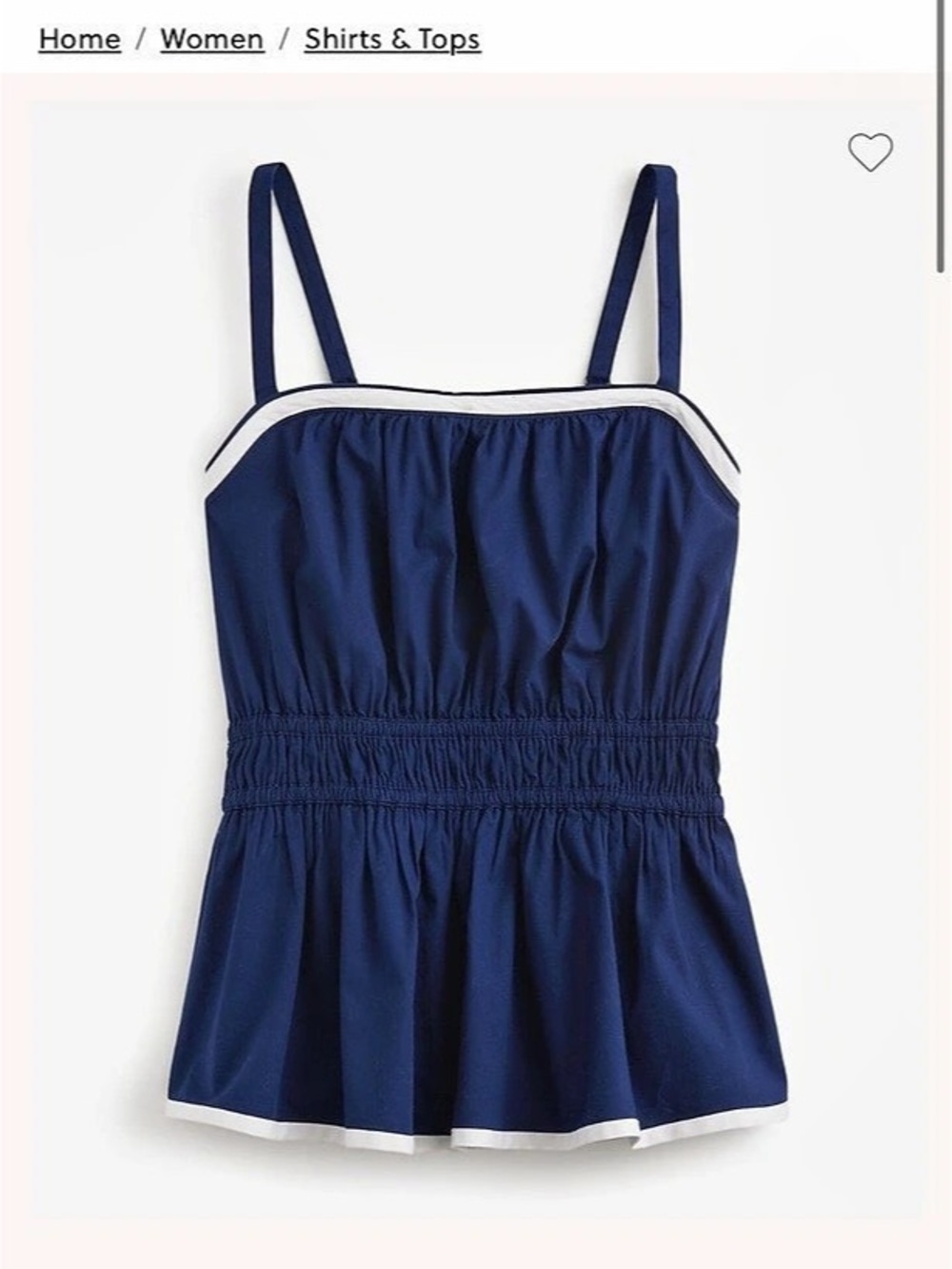 J.Crew Strappy Shirred Top in Blue NWT